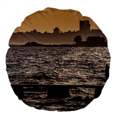 Cityscape Coastal Scene Montevideo Uruguay Large 18  Premium Flano Round Cushions by dflcprintsclothing