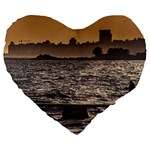 Cityscape Coastal Scene Montevideo Uruguay Large 19  Premium Flano Heart Shape Cushions Front