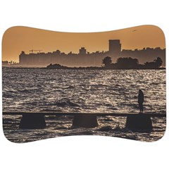 Cityscape Coastal Scene Montevideo Uruguay Velour Seat Head Rest Cushion by dflcprintsclothing