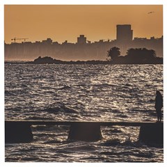 Cityscape Coastal Scene Montevideo Uruguay Wooden Puzzle Square