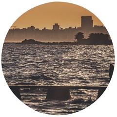 Cityscape Coastal Scene Montevideo Uruguay Wooden Bottle Opener (round) by dflcprintsclothing