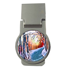 Paysage D hiver Money Clips (round)  by sfbijiart