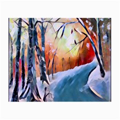 Paysage D hiver Small Glasses Cloth by sfbijiart