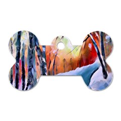 Paysage D hiver Dog Tag Bone (two Sides) by sfbijiart