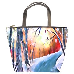 Paysage D hiver Bucket Bag by sfbijiart