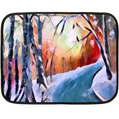 Paysage D hiver Double Sided Fleece Blanket (mini)  by sfbijiart