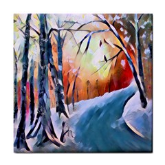 Paysage D hiver Tile Coaster by sfbijiart