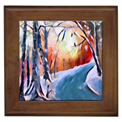 Paysage D hiver Framed Tile by sfbijiart