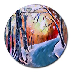 Paysage D hiver Round Mousepads