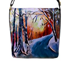 Paysage D hiver Flap Closure Messenger Bag (l) by sfbijiart