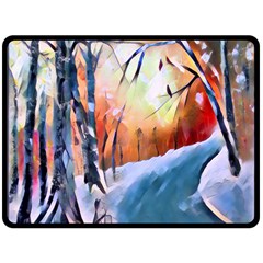 Paysage D hiver Double Sided Fleece Blanket (large)  by sfbijiart