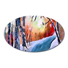 Paysage D hiver Oval Magnet by sfbijiart