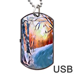 Paysage D hiver Dog Tag Usb Flash (one Side) by sfbijiart