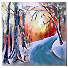 Paysage D hiver Wooden Puzzle Square by sfbijiart