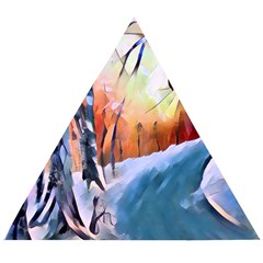 Paysage D hiver Wooden Puzzle Triangle by sfbijiart