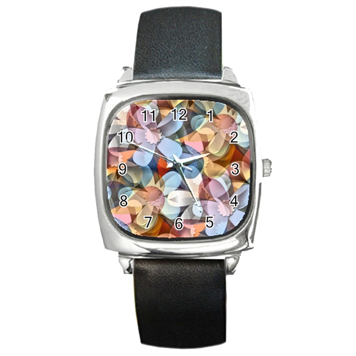 Multifleurs Square Metal Watch