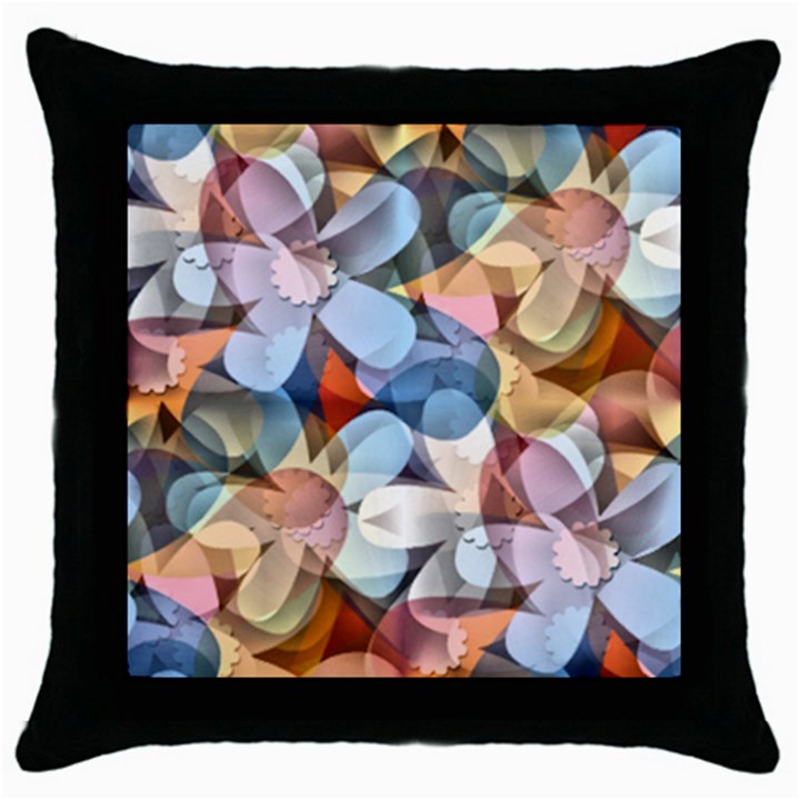 Multifleurs Throw Pillow Case (Black)