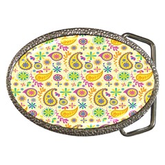 Paisley Print Yellow Belt Buckles by designsbymallika