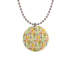 Paisley Print Yellow 1  Button Necklace by designsbymallika