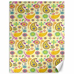 Paisley Print Yellow Canvas 12  X 16 