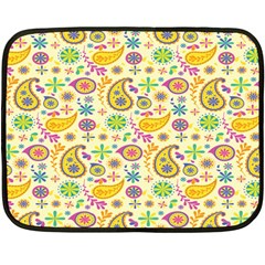 Paisley Print Yellow Fleece Blanket (mini) by designsbymallika