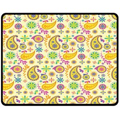 Paisley Print Yellow Fleece Blanket (medium)  by designsbymallika