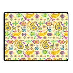 Paisley Print Yellow Fleece Blanket (small) by designsbymallika