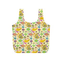 Paisley Print Yellow Full Print Recycle Bag (s) by designsbymallika