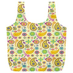 Paisley Print Yellow Full Print Recycle Bag (xl) by designsbymallika