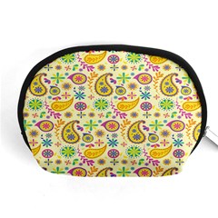 Paisley Print Yellow Accessory Pouch (medium) by designsbymallika