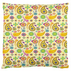 Paisley Print Yellow Standard Flano Cushion Case (one Side) by designsbymallika