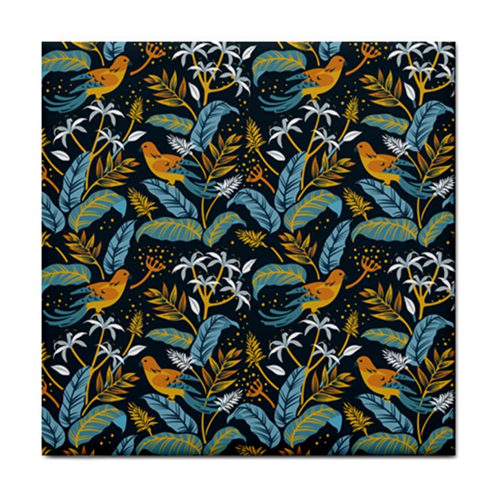 Tropical Bird Pattern Tile Coaster