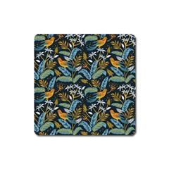 Tropical Bird Pattern Square Magnet by designsbymallika