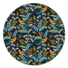 Tropical Bird Pattern Magnet 5  (round) by designsbymallika