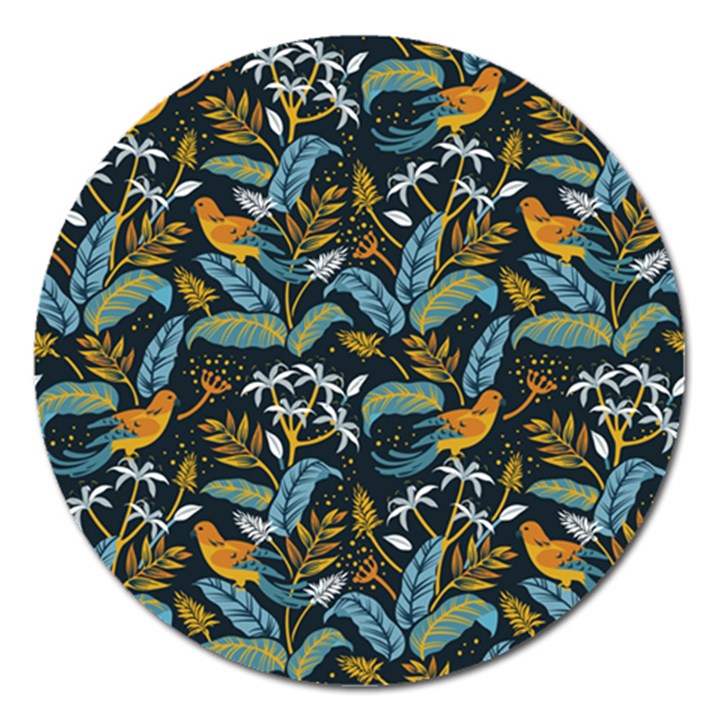 Tropical Bird Pattern Magnet 5  (Round)