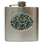 Tropical Bird Pattern Hip Flask (6 oz) Front