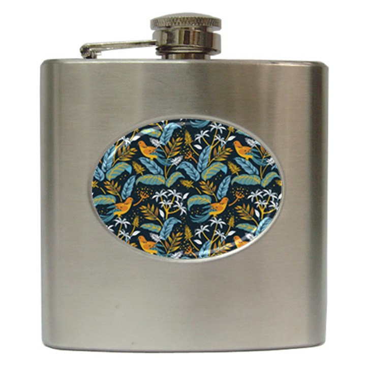 Tropical Bird Pattern Hip Flask (6 oz)