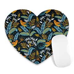 Tropical Bird Pattern Heart Mousepads by designsbymallika