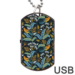 Tropical Bird Pattern Dog Tag Usb Flash (two Sides) by designsbymallika