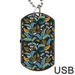 Tropical Bird Pattern Dog Tag USB Flash (Two Sides) Front