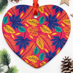 Beautiful Pink Tropical Pattern Ornament (heart) by designsbymallika