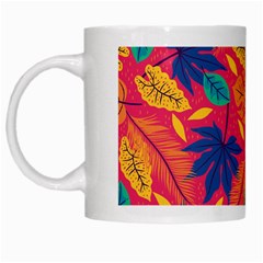 Beautiful Pink Tropical Pattern White Mugs by designsbymallika