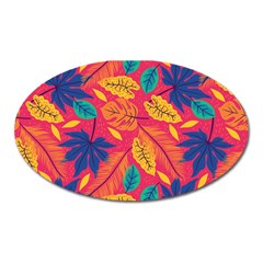 Beautiful Pink Tropical Pattern Oval Magnet by designsbymallika