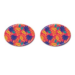 Beautiful Pink Tropical Pattern Cufflinks (oval) by designsbymallika