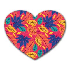 Beautiful Pink Tropical Pattern Heart Mousepads by designsbymallika