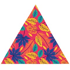 Beautiful Pink Tropical Pattern Wooden Puzzle Triangle by designsbymallika