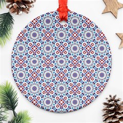 Blue Tile Pattern Ornament (round) by designsbymallika