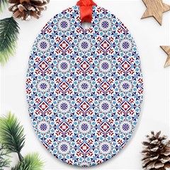 Blue Tile Pattern Ornament (oval) by designsbymallika