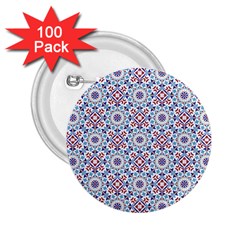 Blue Tile Pattern 2 25  Buttons (100 Pack)  by designsbymallika