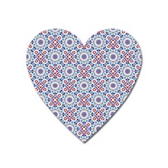 Blue Tile Pattern Heart Magnet by designsbymallika